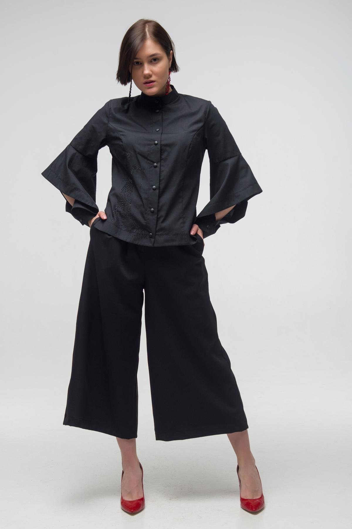 

Блуза FLFashion Каприз ТБК 2782 с длинным рукавом 46 черная