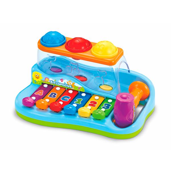 

Игрушка музыкальная Hola Toys Ксилофон стучалка с молотком со звуковыми эффектами пластик разноцветный AFK 856
