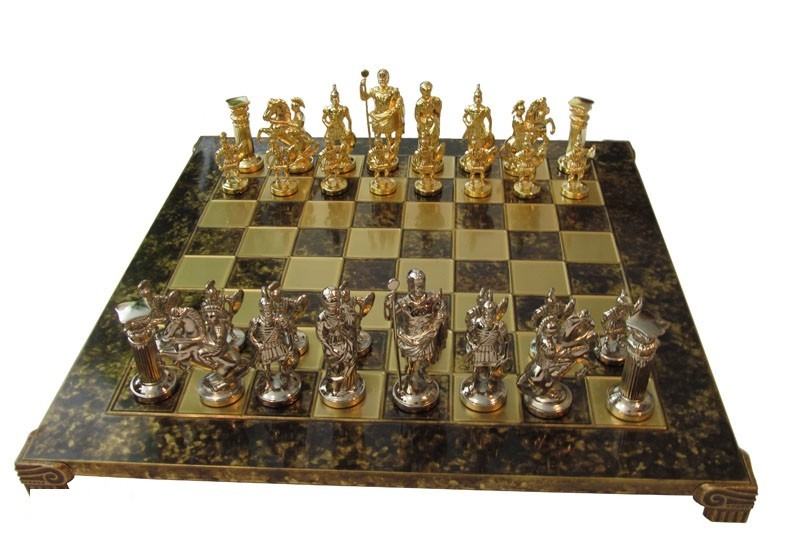 

Шахматы "Manopoulos", "Греко-римские", латунь, в деревянном футляре, коричневые, 44х44см