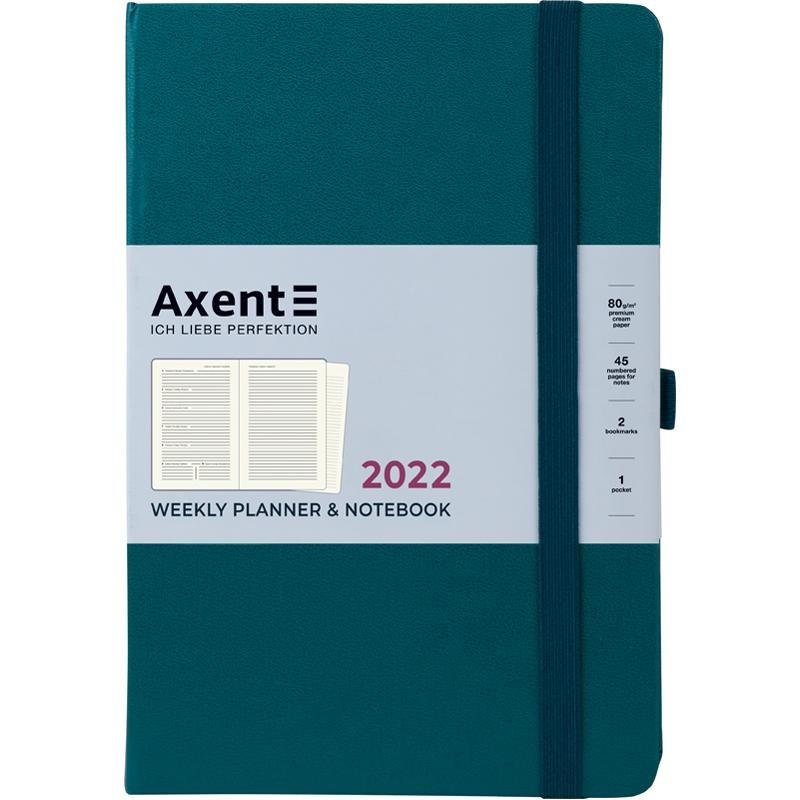 

Еженедельник 2022 Prime Strong 145х210 в твёрдой обложке Axent Малахитовый