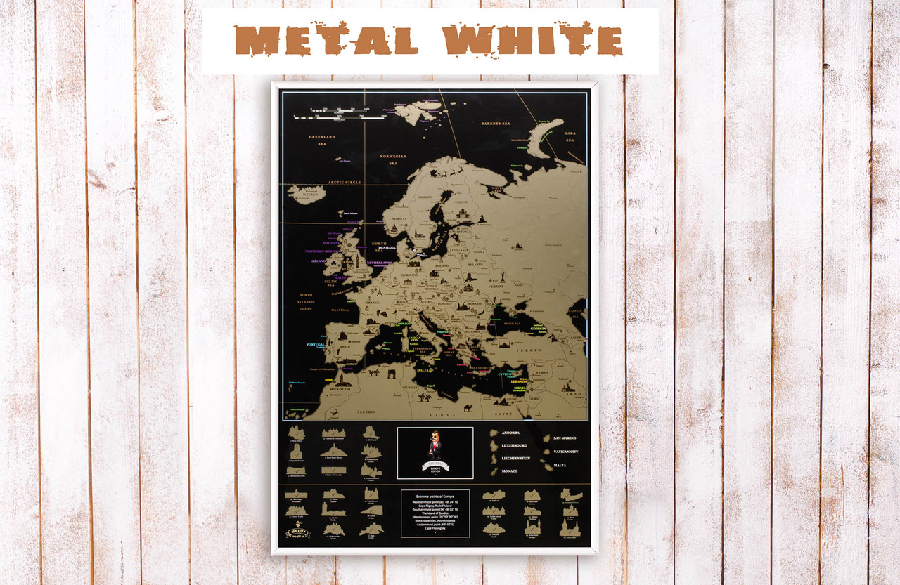 

Скретч карта MyMap Europe Edition в металлической раме White