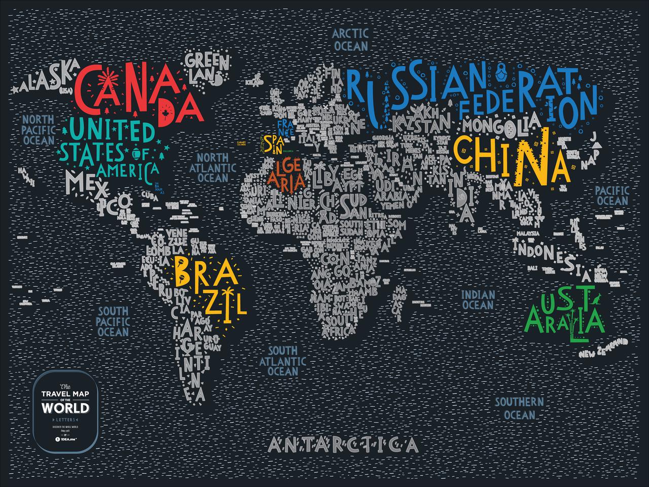 

Скретч-карта мира Travel Map Letters World