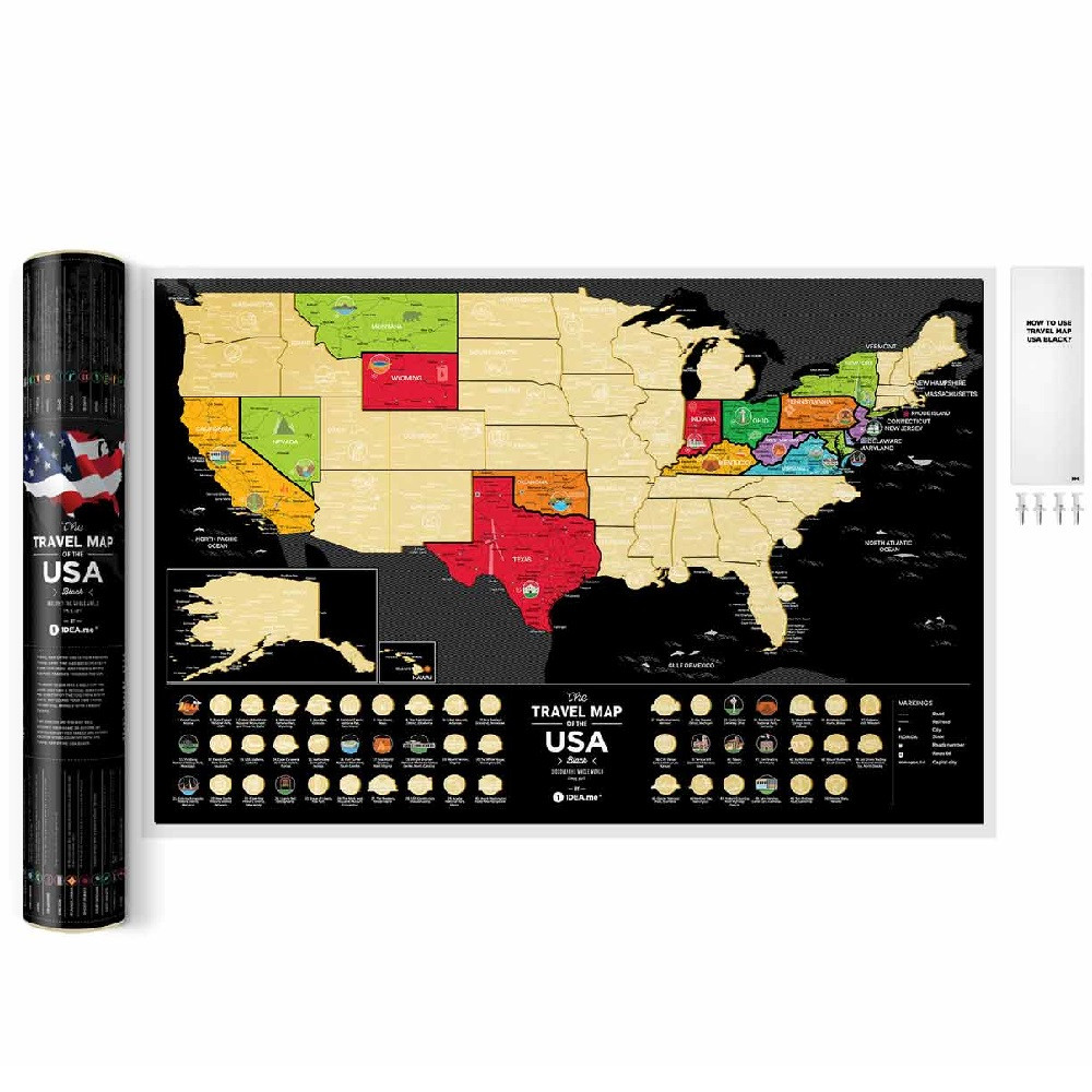 

Скретч карта США Travel Map USA Black