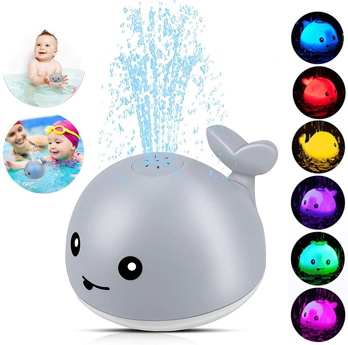 

Игрушка в ванную для малышей "Кит фонтан" Mini Whale Fountain Серый плавающие игрушки для купания (1008849-Other)