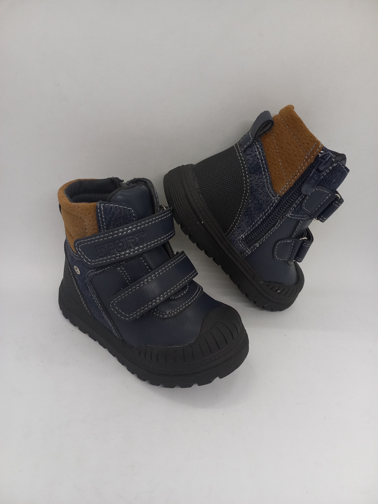 

Демисезонные ботинки на мальчика Jong Golf синие с коричневым на липучках утепленные 22 р 13,5 см BM-0149
