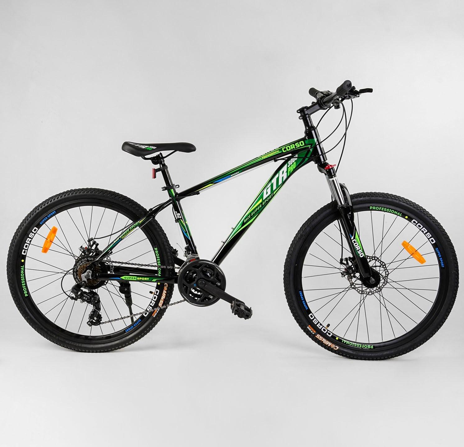 

Велосипед Спортивный CORSO «GTR-3000» 67982 рама алюминиевая, оборудование Shimano, Зеленый