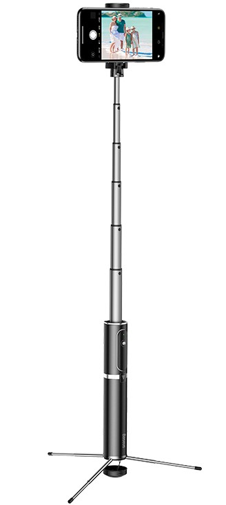 

Селфи-монопод Baseus Fully Folding 2in1 с функцией штатива и пультом Bluetooth Черно-Серебристый