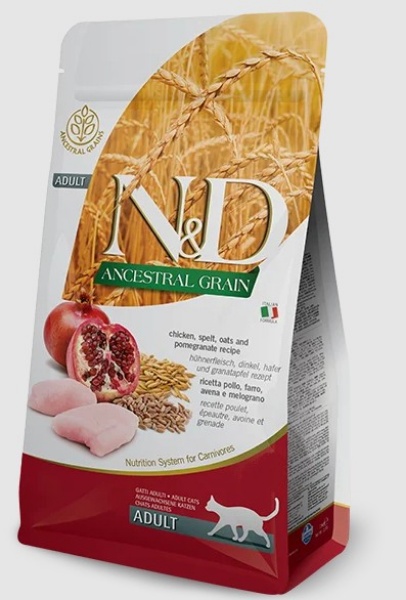 

Низкозерновой cухой корм для взрослых кошек Farmina N & D LOW GRAIN CAT CHICKEN & POMEGRANATE ADULT курица/гранат 10 кг (156438)