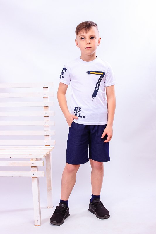 

Комплект для мальчика (Футболка+шорты) Носи своє 128 см Синий (6105-075-33-v1)
