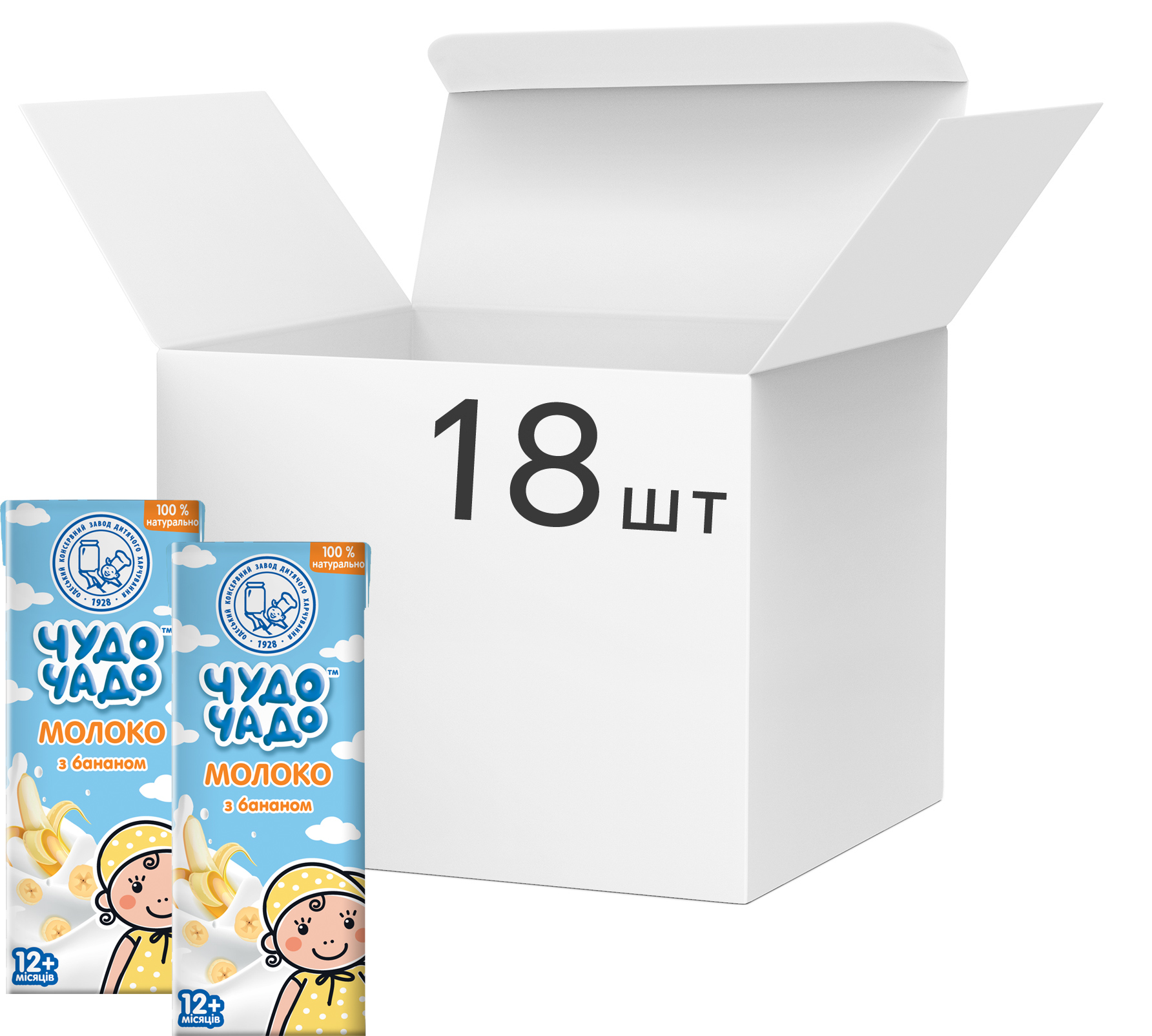Акція на Упаковка молочного коктейля Чудо-Чадо Молоко с бананом 0.2 л х 18 шт (4820016253988) від Rozetka UA