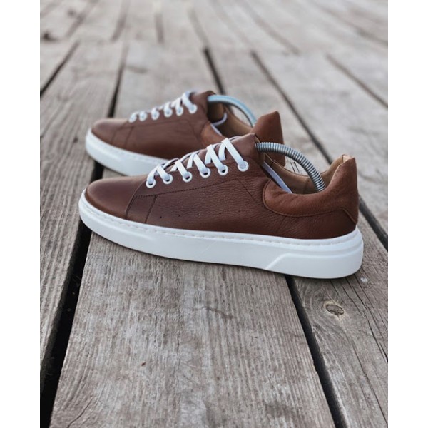 

Мужские кеды OCEAN Brown качественные с перфорацией из натуральной кожи коричневые 45 размер