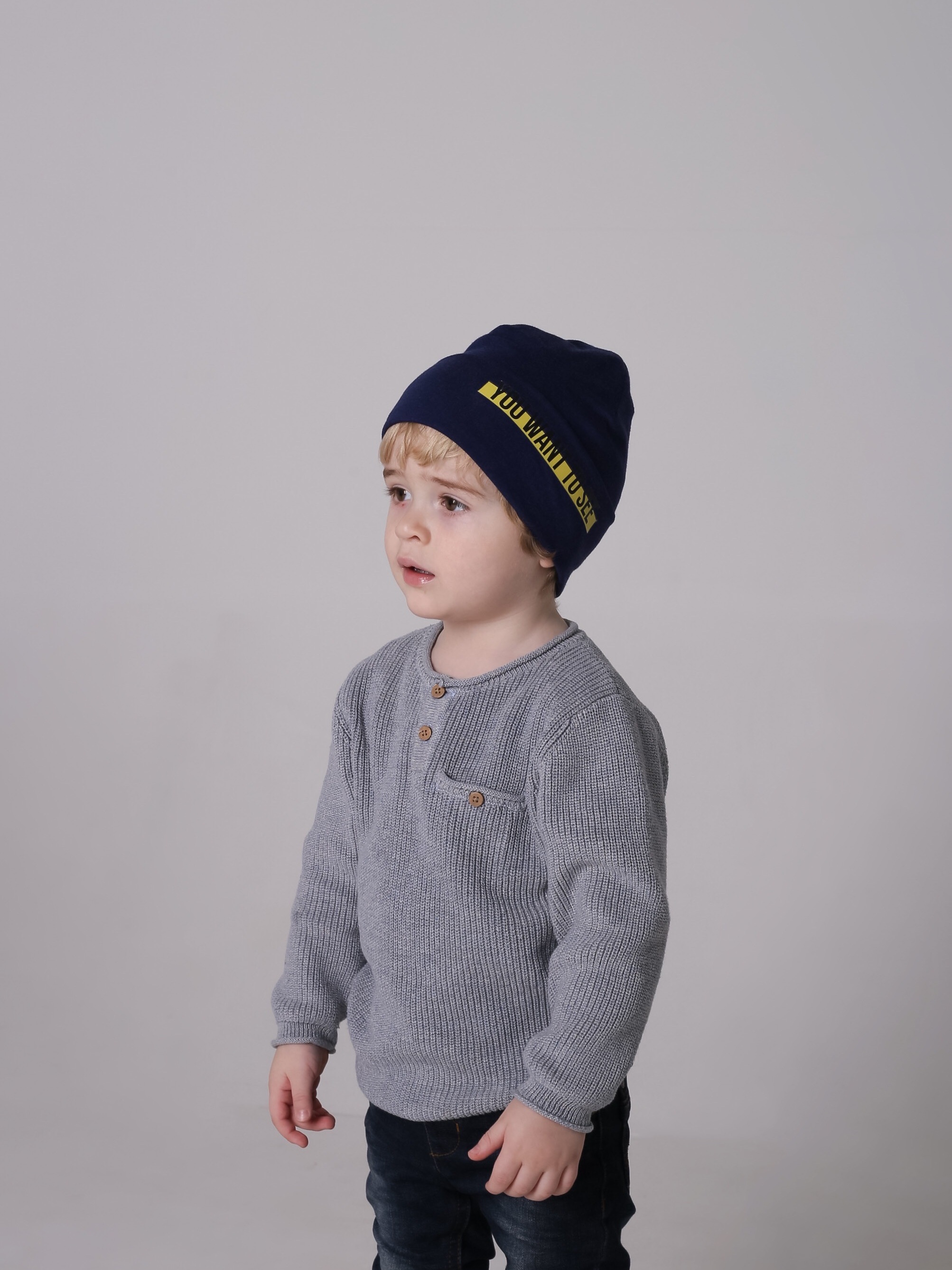 Акція на Дитяча демісезонна шапка-біні для хлопчика Andy Фавн 22.02.117 52 см Синя від Rozetka