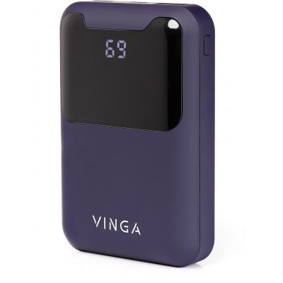 

УМБ Power bank портативное зарядное устройство Vinga 10000 mAh Display soft touch purple