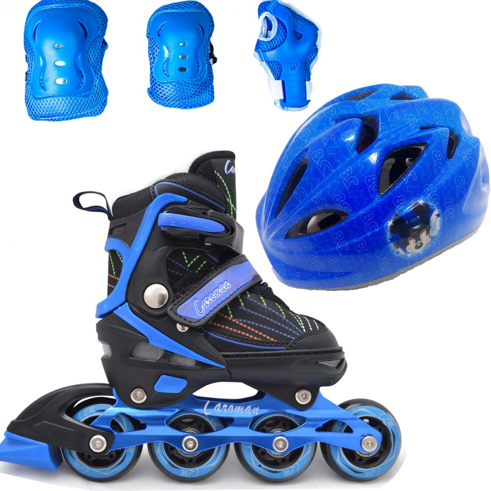 

Роликовые коньки детские раздвижные Набор Caroman Combo Disney (защита+шлем) 32-36, Mikey B (Синий) (2T3029E)