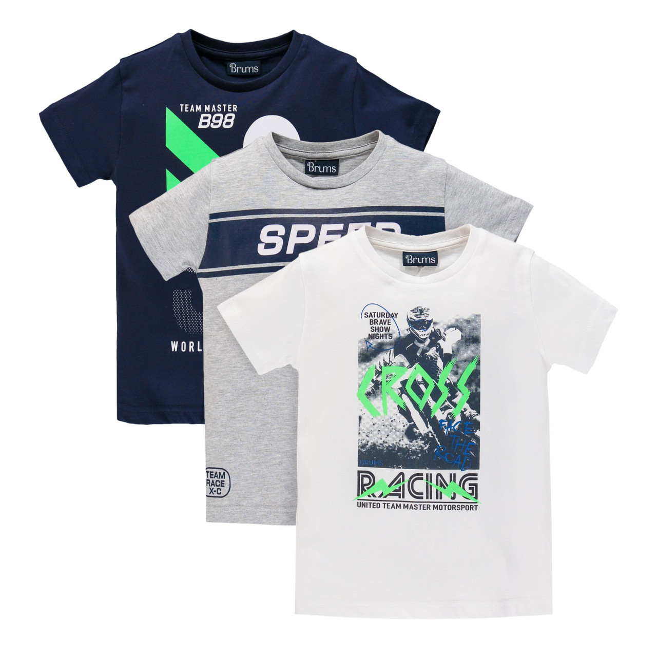 

Футболка для мальчика-комплект из 3 предметов BRUMS 191BFFN005-997 белая, синяя, серая 152