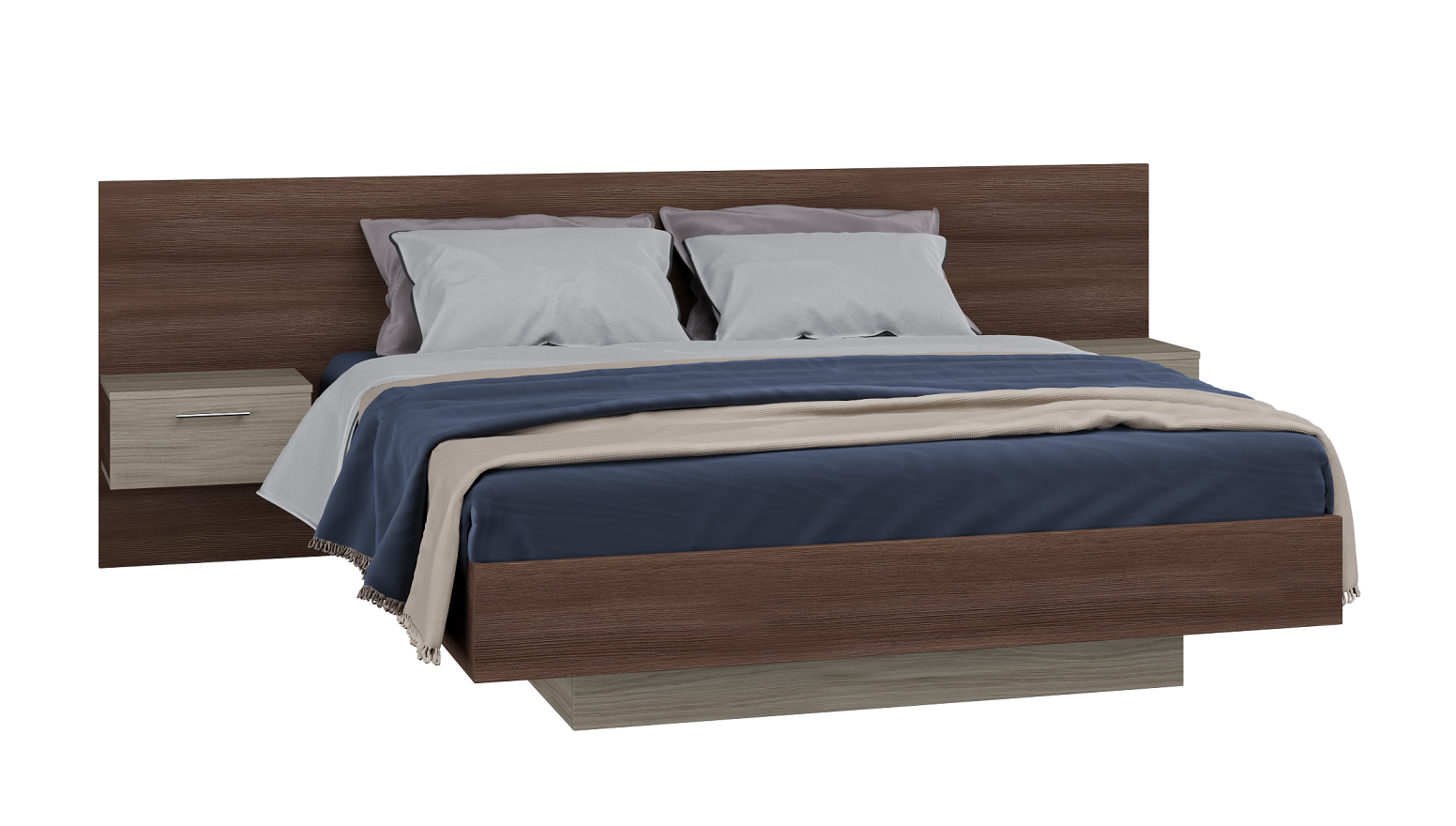 

Кровать двуспальная 160х200 см с тумбочками MebelLoft венге 0401