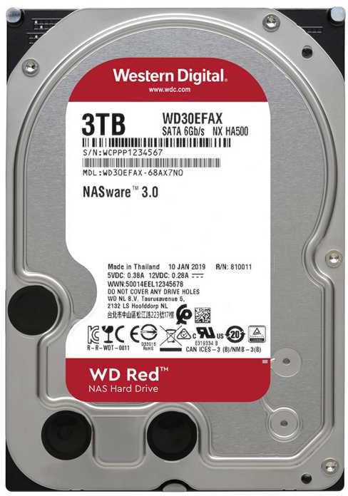 

Жесткий диск Western Digital Red 3TB 5400rpm 256МB WD30EFAX 3.5" SATA III