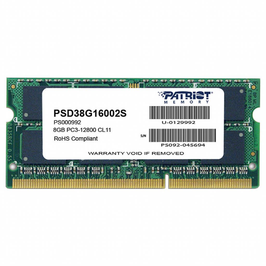 

Модуль памяти для ноутбука SoDIMM DDR3 8GB 1600 MHz Patriot (PSD38G16002S)