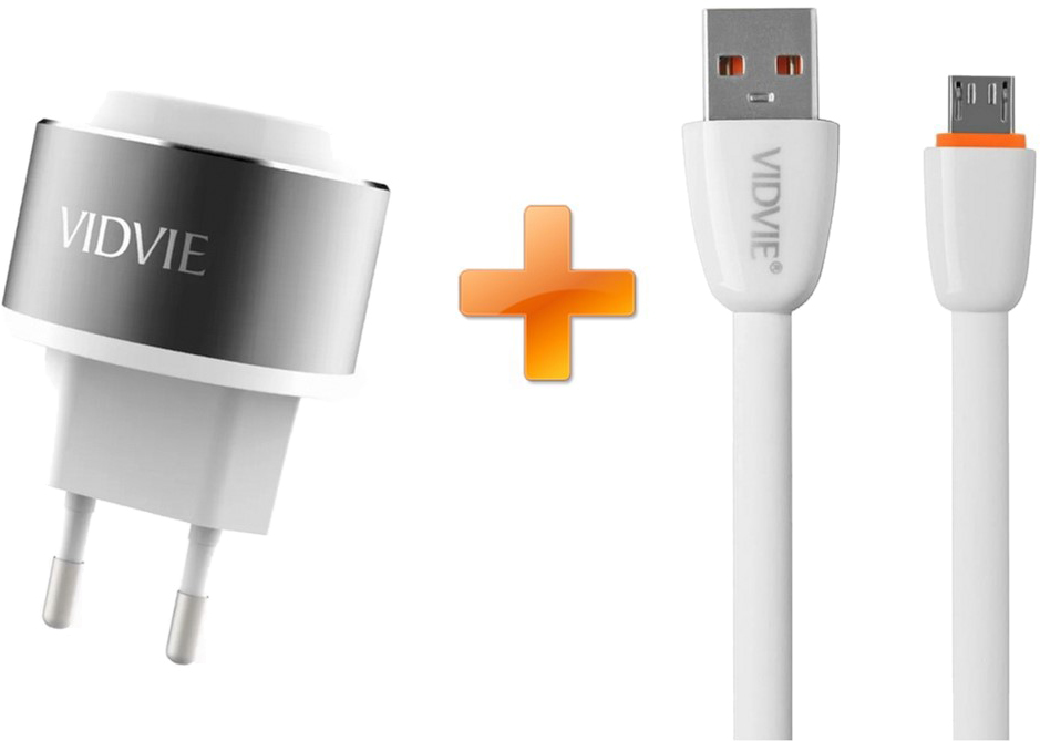 

Сетевое зарядное устройство Vidvie PLE211Q 1USB 1.5A + MicroUSB cable White-Silver