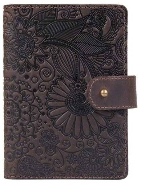 

Обложка для паспорта из кожи Hi Art «Mehendi Art» PB-03S/1 Shabby Gavana Brown Темно-коричневый