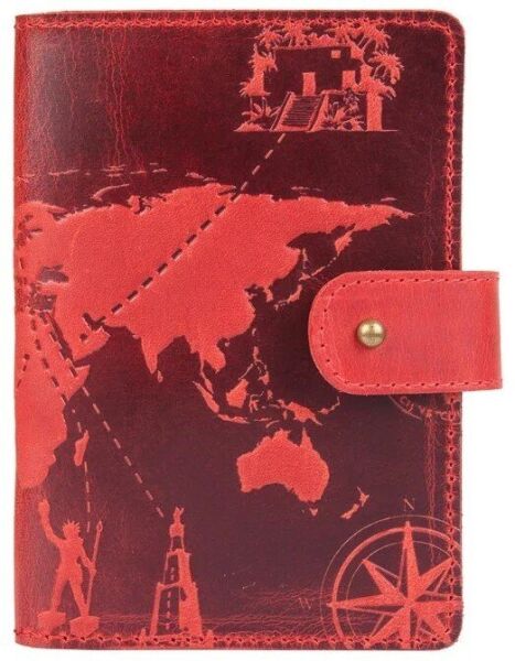 

Обложка для паспорта из кожи Hi Art «7 wonders of the world» PB-03S/1 Shabby Gavana Brown Темно-коричневый