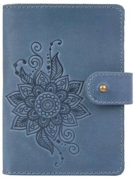 

Обложка для паспорта из кожи Hi Art «Mehendi Classic» PB-03S/1 Shabby Lagoon Голубой