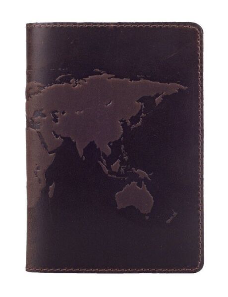 

Обложка для паспорта из кожи HiArt PC-02 7 World Map коричневая Коричневый