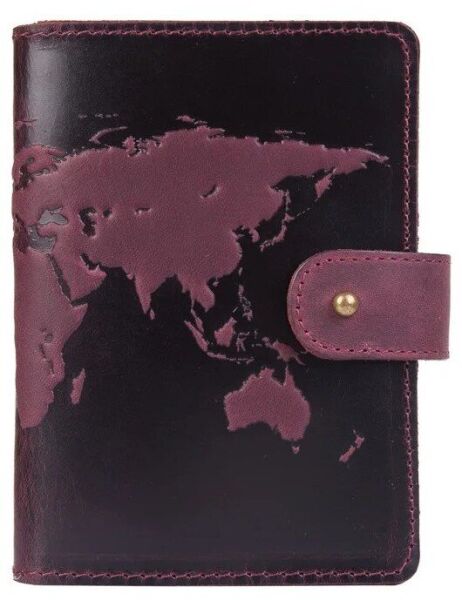 

Обложка для паспорта из кожи Hi Art «World Map» PB-03S/1 Shabby Plum Фиолетовый