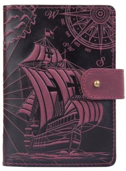 

Обложка для паспорта из кожи Hi Art «Discoveries» PB-02/1 Shabby Alga Темно-зеленый