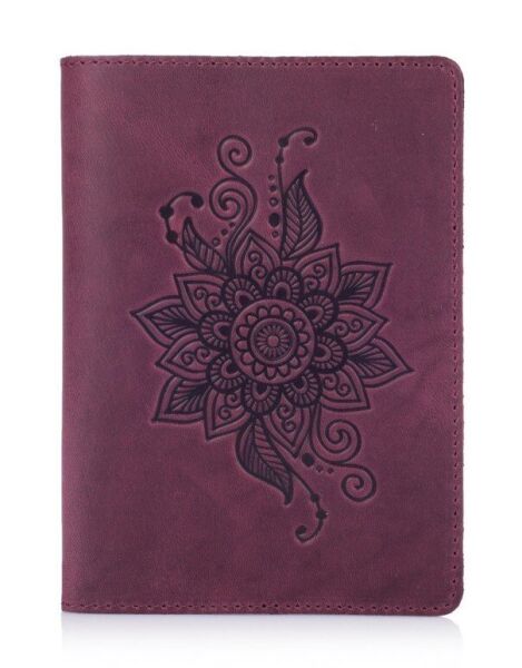 

Кожаная обложка на паспорт HiArt PC-01 Mehendi Classic фиолетовая Фиолетовый
