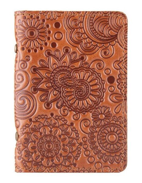 

Обложка для документов из кожи HiArt AD-03 Crystal Ginger Mehendi Art Рыжий