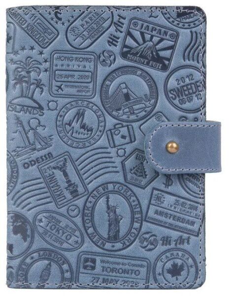 

Обложка для паспорта из кожи Hi Art «Let's Go Travel» PB-02/1 Shabby Lagoon Голубой