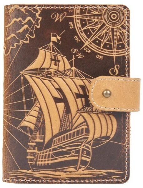 

Обложка для паспорта из кожи Hi Art «Discoveries» PB-02/1 Shabby Honey Песочный