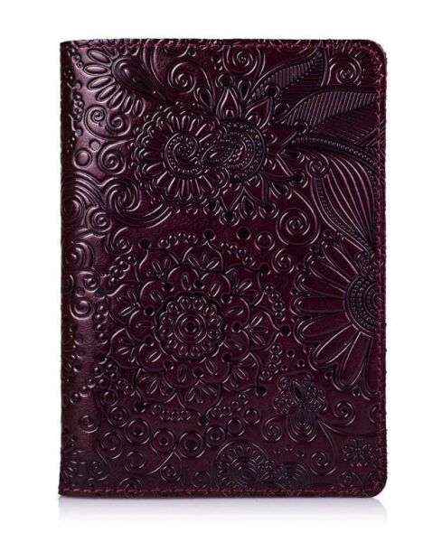 

Кожаная обложка на паспорт HiArt PC-01 Mehendi Art темно-фиолетовая Фиолетовый