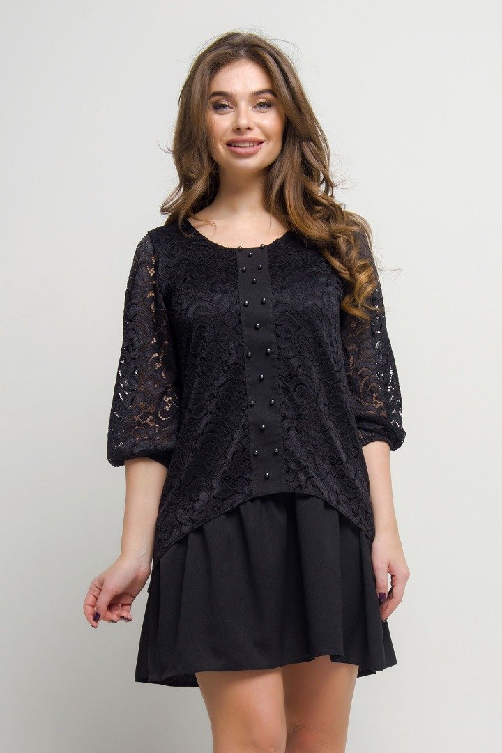 

Платье FLFashion Дарел МПД 1704 повседневное до середины бедра  черное, Платье FLFashion Дарел МПД 1704 повседневное до середины бедра 46 черное