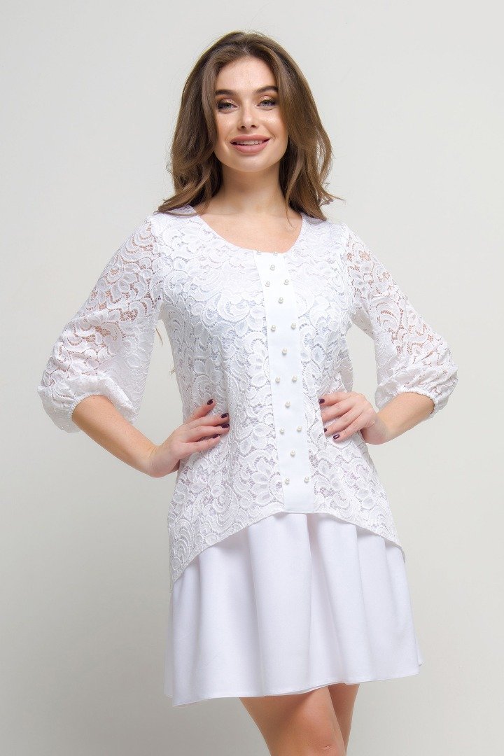 

Платье FLFashion Дарел МПД 1701 повседневное до середины бедра  белое, Платье FLFashion Дарел МПД 1701 повседневное до середины бедра 44 белое