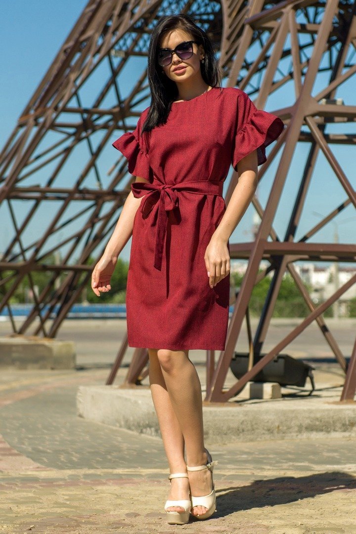 

Платье FLFashion Лион ЗПЛ 1136 повседневное до середины бедра  бордовое, Платье FLFashion Лион ЗПЛ 1136 повседневное до середины бедра 50 бордовое