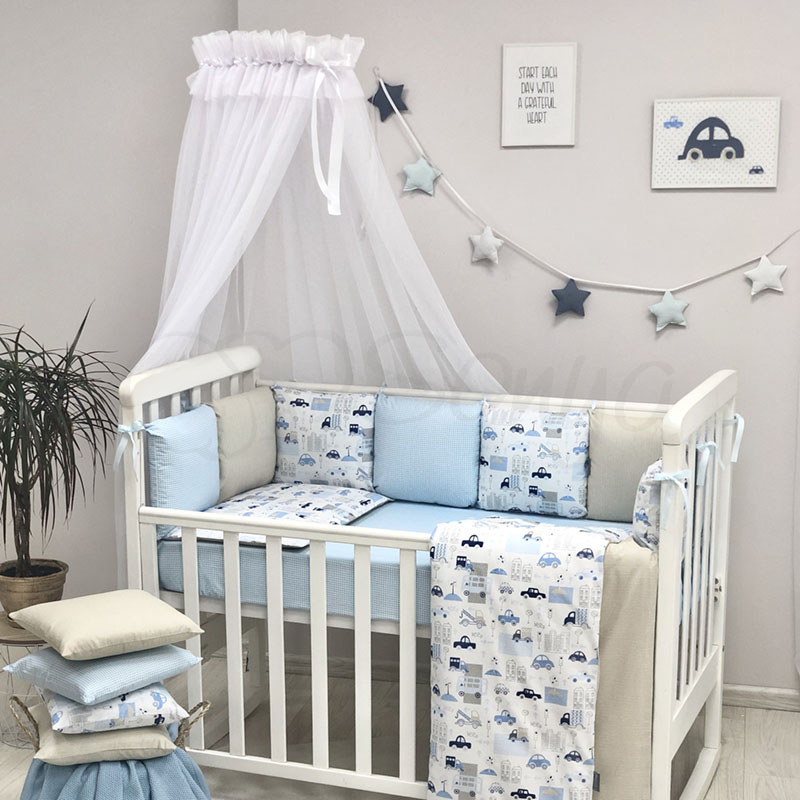 

Комплект в кроватку Маленькая соня Baby City поплин стандарт/овал с бортиками 6 предметов детский арт.0220108