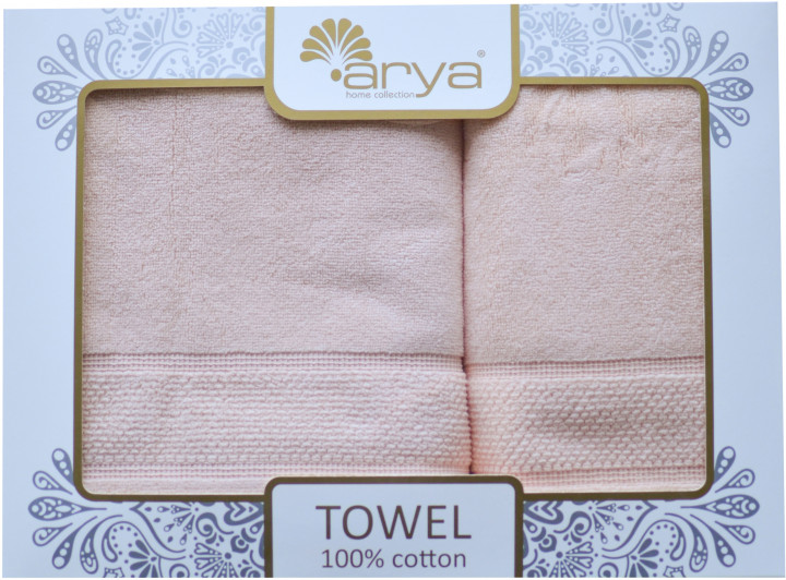 

Набор полотенец для лица и тела Arya Poise 50*90 см + 70*140 см махровые жаккардовые банные в коробке персиковый арт.TRK111000023161