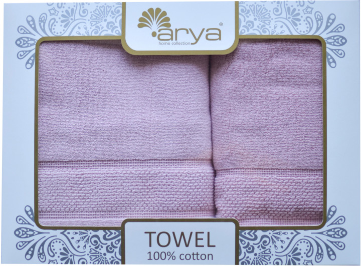 

Набор полотенец для лица и тела Arya Poise 50*90 см + 70*140 см махровые жаккардовые банные в коробке розовий арт.TRK111000023161