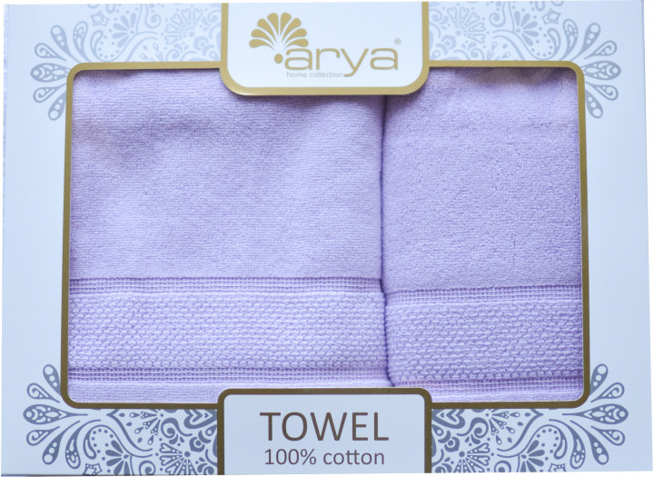 

Набор полотенец для лица и тела Arya Poise 50*90 см + 70*140 см махровые жаккардовые банные в коробке лиловый арт.TRK111000023161
