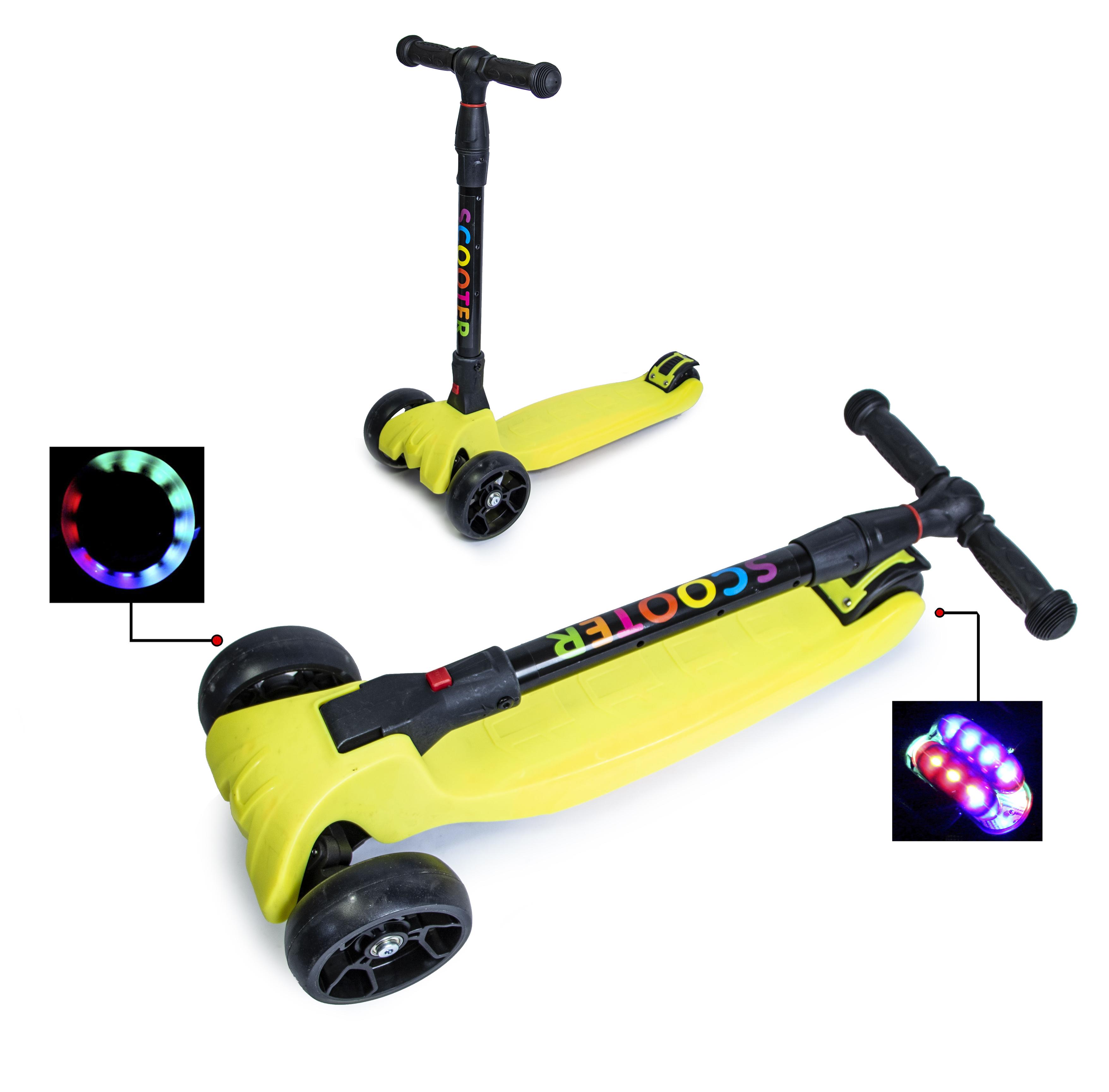 

Детский самокат SCOOTER SMART YELLOW Складная ручка светящиеся колеса (SD 291197121)