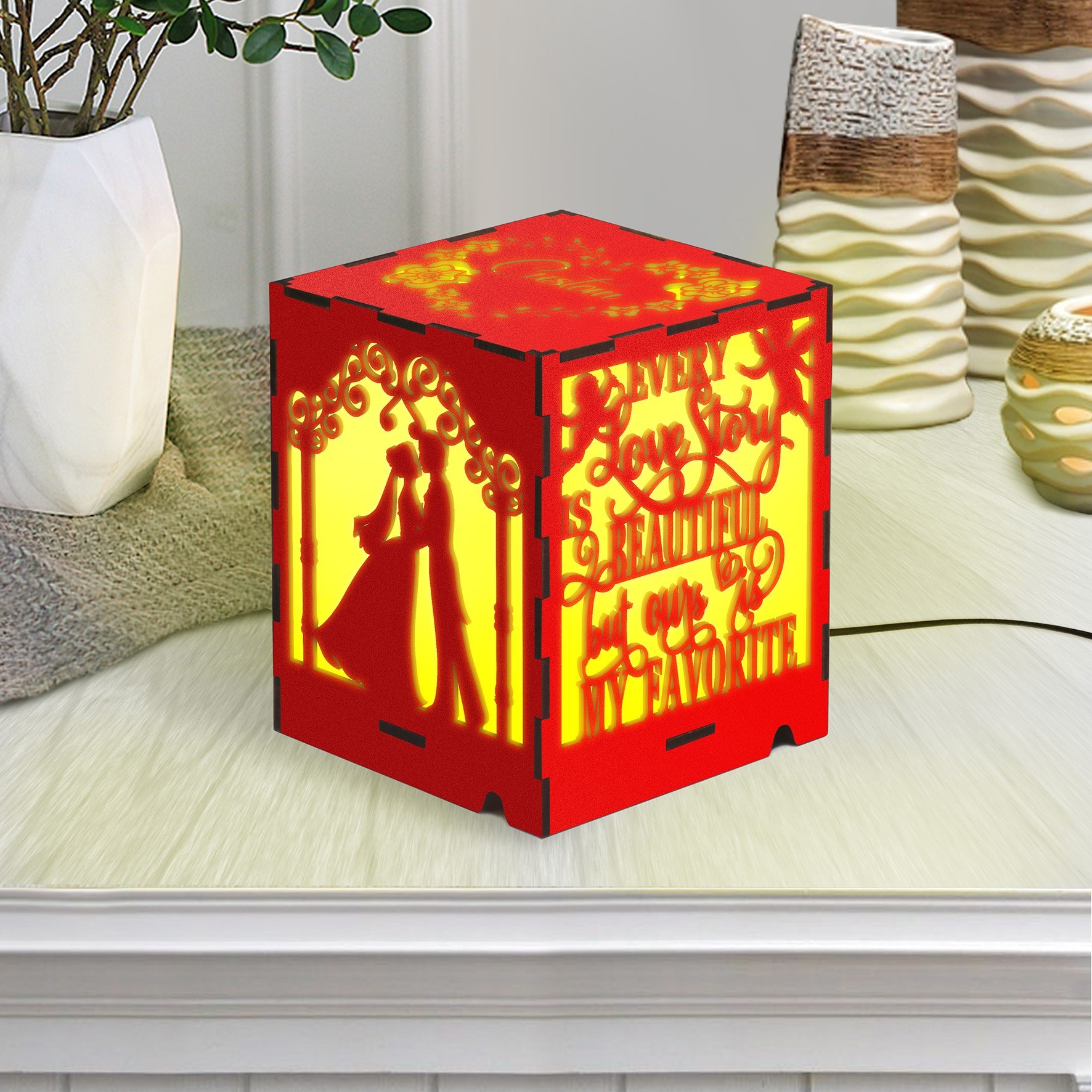 Ночник Годовщина свадьбы Настольный декор 12/12/14 см Красный 288/1 ...