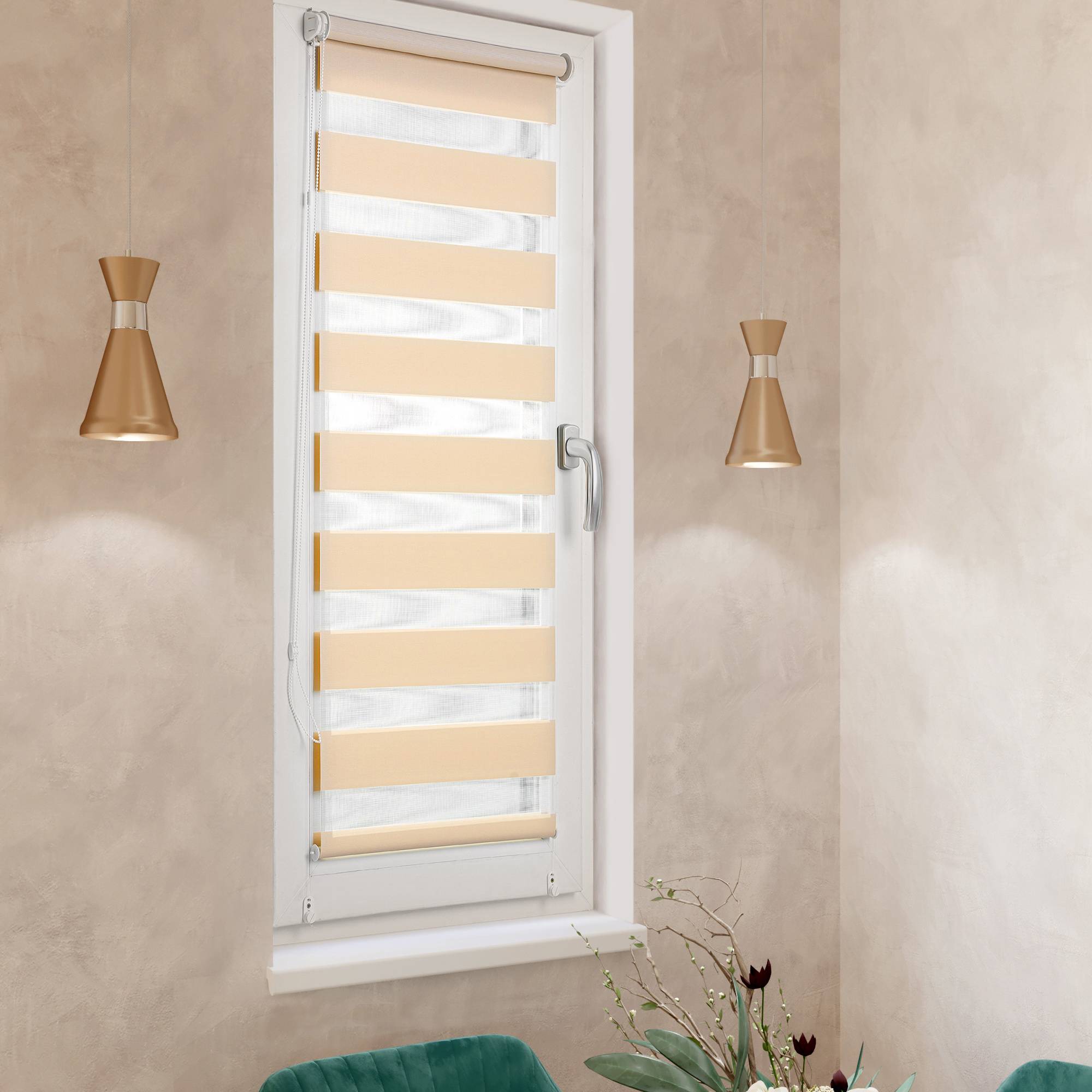 

Ролет тканевый Roll deLuxe День Ночь Пудра 70x160 см