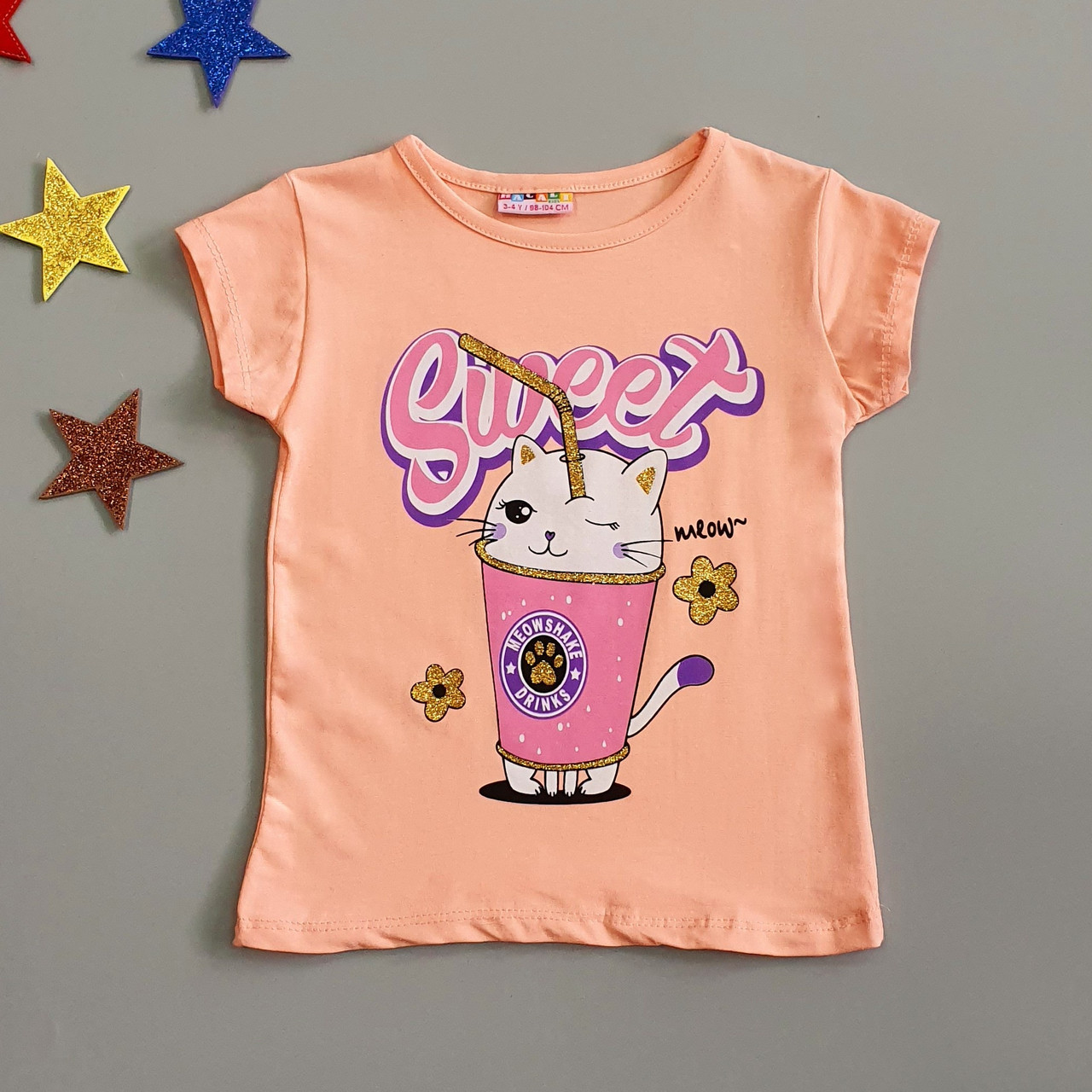 

Футболка "Котик" Hacali kids для девочки 86-92 см Персиковая 18707