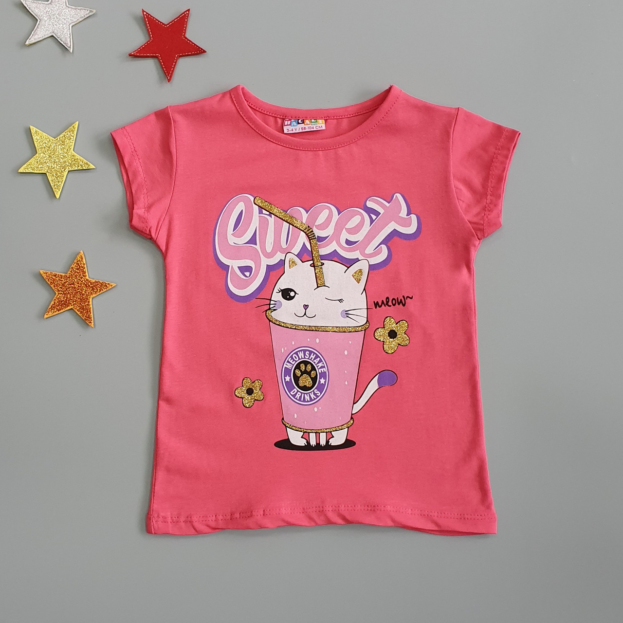 

Футболка "Котик" Hacali kids для девочки 122-128 см Розовая 18705