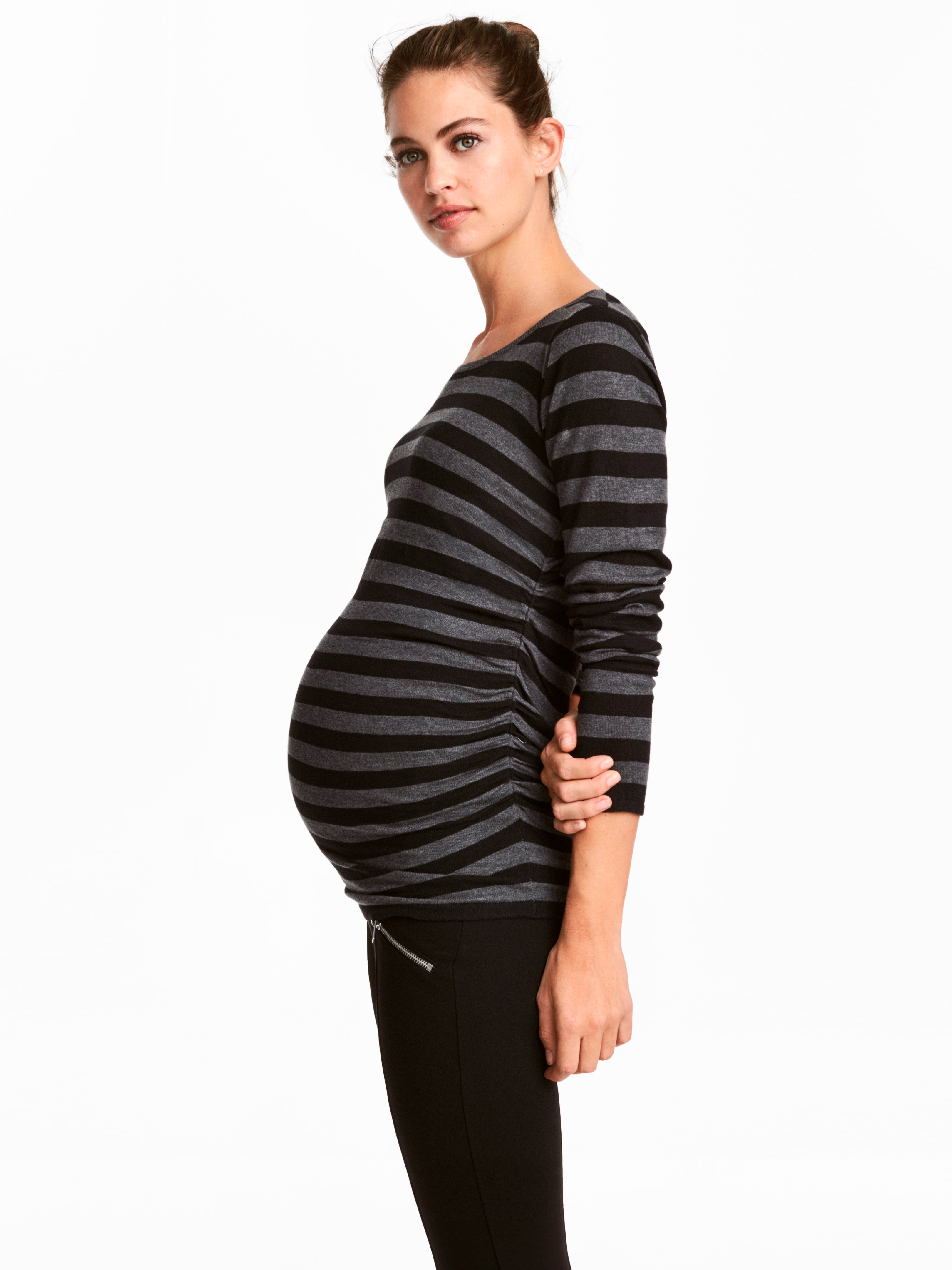 Акция на Джемпер для вагітних жіночий H&M Mama XAZ155824QFSA XS Темно-сірий з чорним от Rozetka