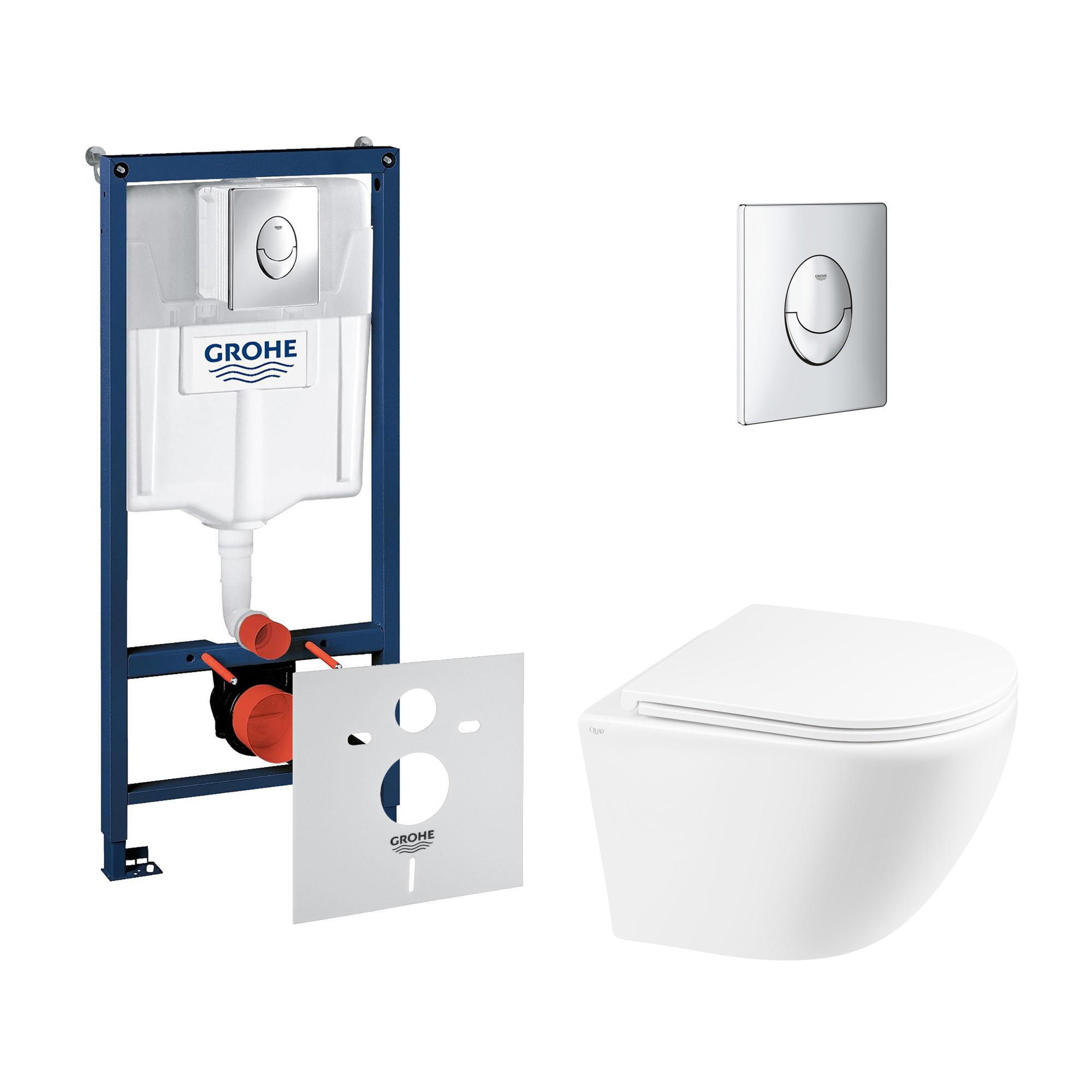 Набор инсталляция 4 в 1 Grohe Rapid SL 38721001 + унитаз с сиденьем ...