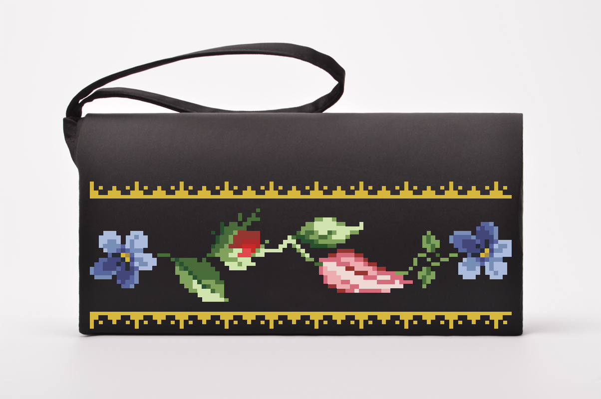 

Набір для вишивки нитками Барвиста Вишиванка заготовки пошитого клатча Лілеї, троянди, незабудки (КЛ036кЧ1301i)