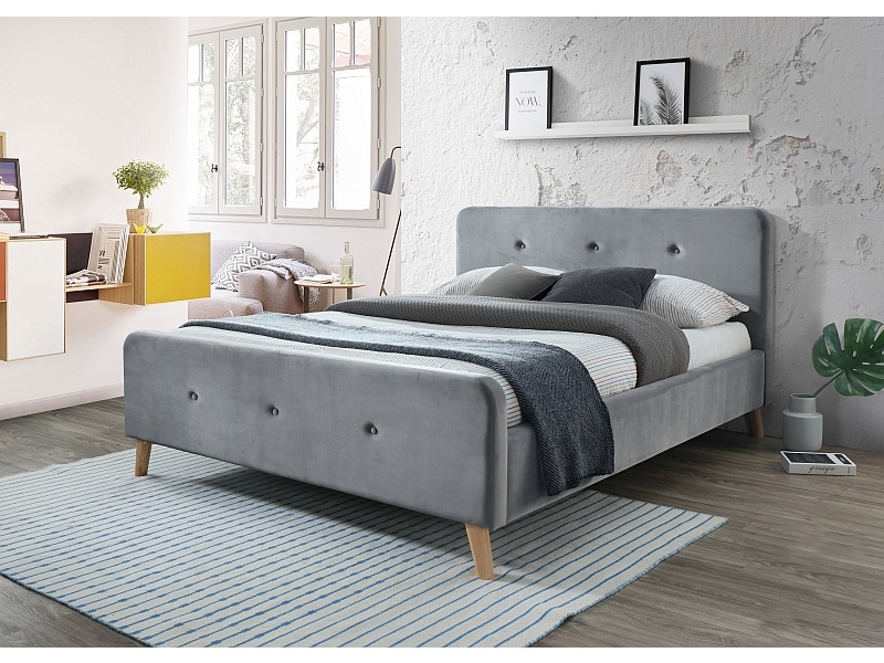 

Кровать двуспальная деревянная с мягким изголовьем Malmo Velvet 160x200 Signal серый (с каркасом, без матраса)